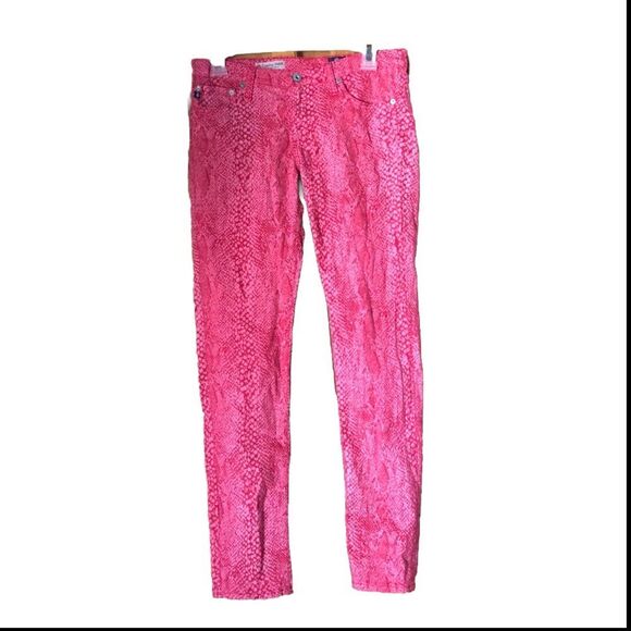 Y2K AG Adriano Goldschmied Super Skinny Ankle Leggings Jeans Snakeskin Pink - 28 - Picture 1 of 13